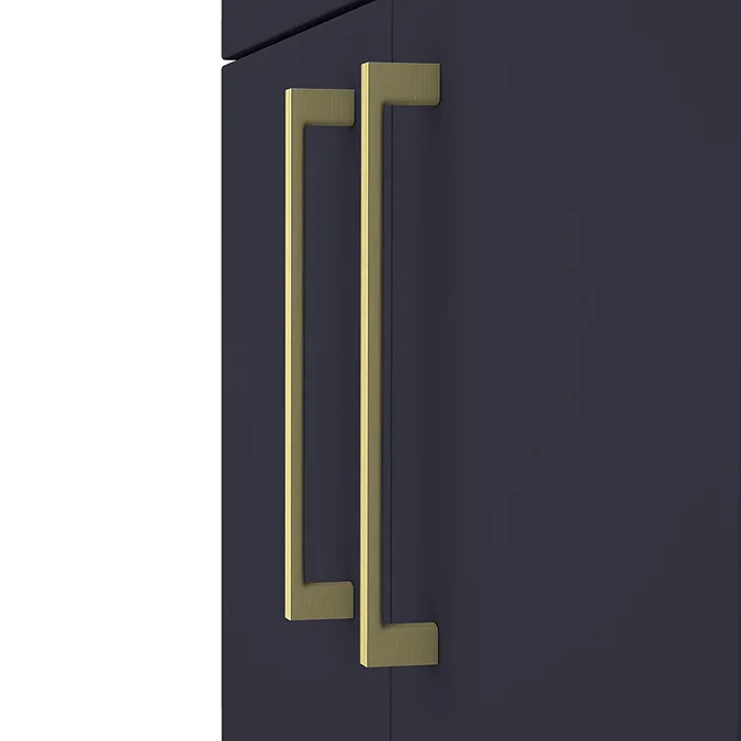 Arezzo 1100 Matt Blue Semi-Recessed Round Combination Vanity Unit (Brushed Brass Flush & Handles) - Image 4