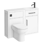 Montrose White Combination Vanity and WC Unit with Matt Black Handles and Flush