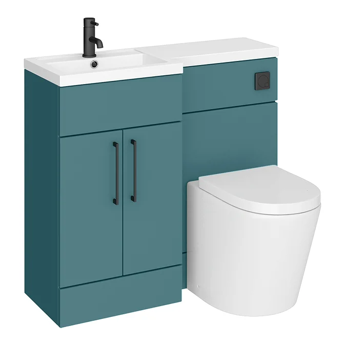 Arezzo 1000 Matt Teal Green Combination Furniture Pack (Matt Black Flush & Handles)