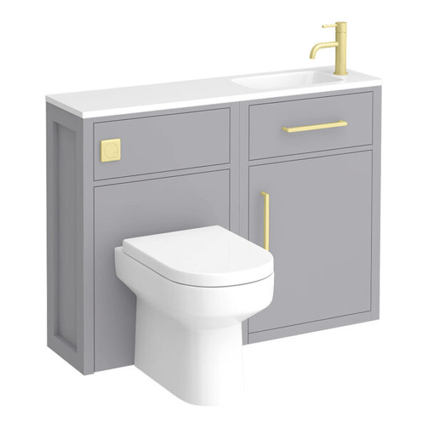 Montrose Dove Grey Combination Vanity and WC Unit with Brushed Brass ...