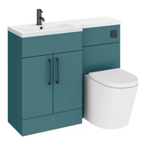 Arezzo 1100 Matt Teal Green Combination Furniture Pack (Matt Black Flush & Handles)