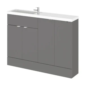 Hudson Reed 1200mm Gloss Grey Compact Combination Unit (600 Vanity, 300 Base Unit x 2)
