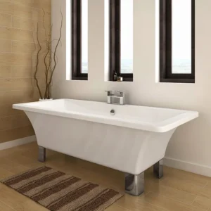 Milan 1690 Modern Square Roll Top Bath + Chrome Leg Set