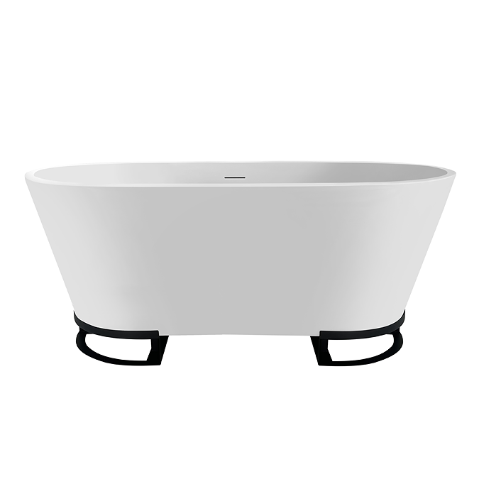 Arezzo 1700 Curved Freestanding Bath with Matt Black Frame + Waste - Image 2