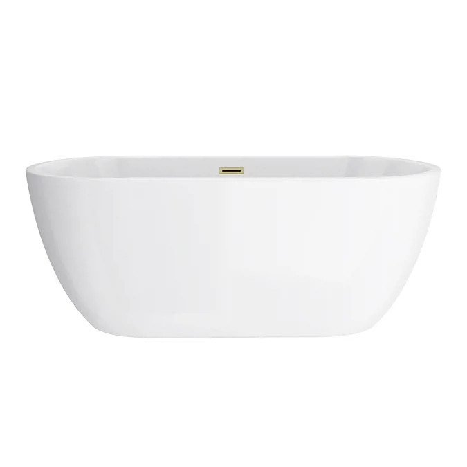 Arezzo Freestanding Modern Bath with Brushed Brass Waste - Image 4
