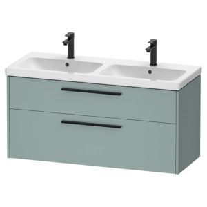 Duravit D-Code 1200mm 2-Drawer Wall Mounted Vanity Unit with Double Basin - Fjord Green