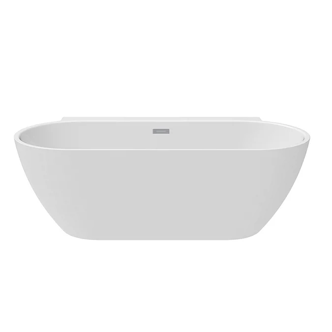 Mileto 1700 x 800 Curved Back to Wall Modern Bath with Chrome Waste - Image 3