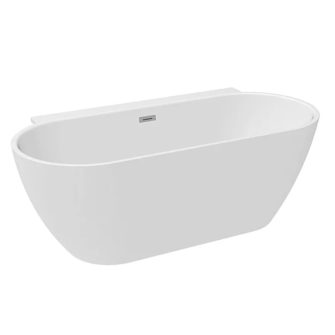 Mileto 1700 x 800 Curved Back to Wall Modern Bath with Chrome Waste - Image 4