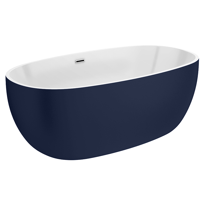 Wincenzo Curved Freestanding Bath – 1700 x 850mm, Matt Blue - Image 2
