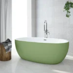 Wincenzo Curved Freestanding Bath – 1700 x 850mm, Matt Pale Green