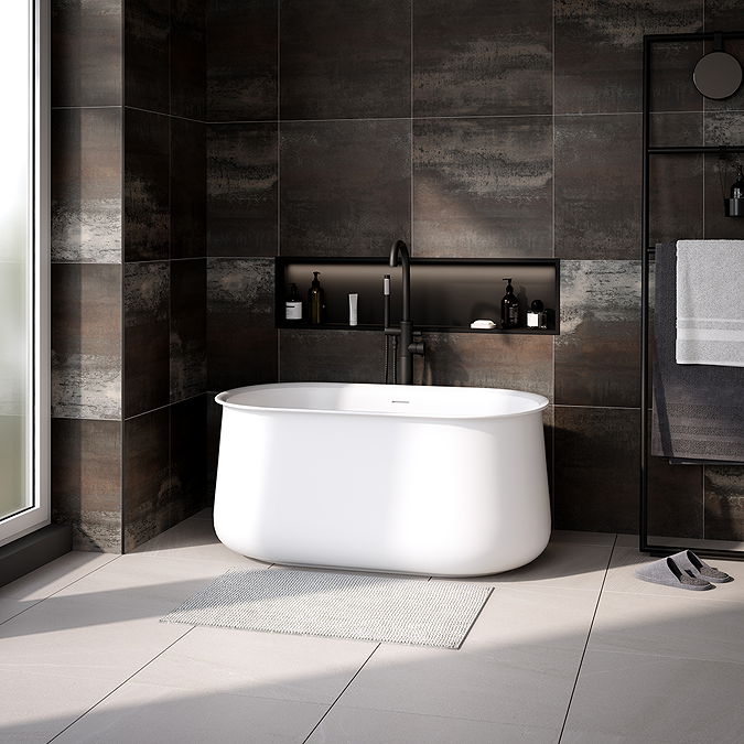 Mylo Modern Compact Bath with Chrome Waste - 1300 x 740mm