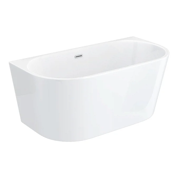 Apollo 1500 x 750mm Small Back To Wall Modern Curved Bath - Image 4