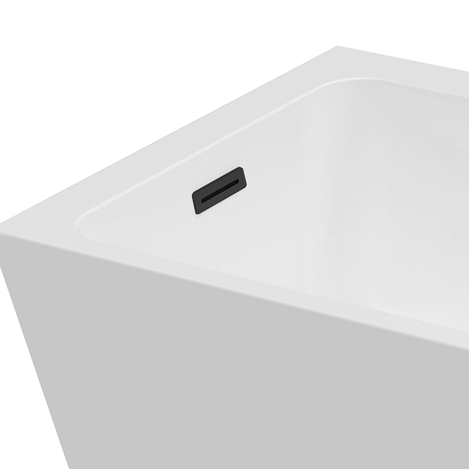 Potenza 1650 x 780 Curved Freestanding Corner Bath with Matt Black Screen and Waste - Image 4