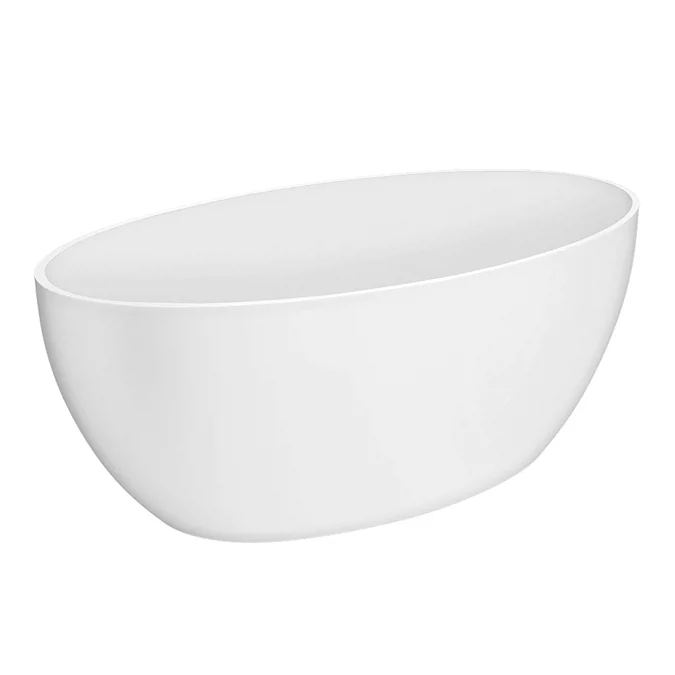 Arezzo 1600 x 855 Matt White Solid Stone Curved Single Ended Bath - Image 3