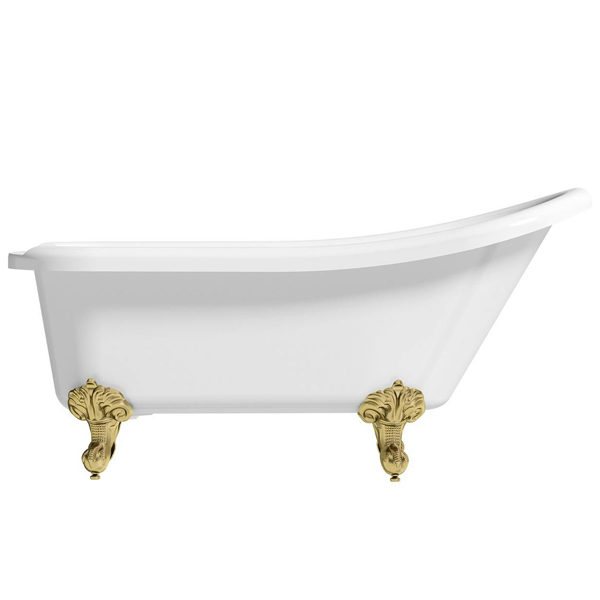 Orchard Traditional 1700 x 750mm Single Ended Slipper Bath with Brushed Brass Leg Set - Image 5