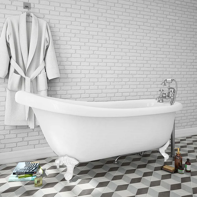Oxford 1710 Roll Top Slipper Bath + White Leg Set - Image 3