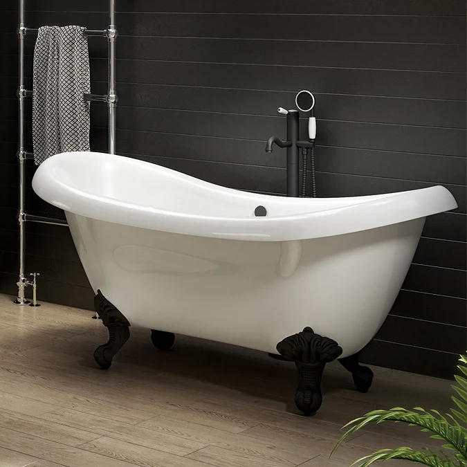 Earl 1750 Double Ended Roll Top Slipper Bath + Matt Black Leg Set
