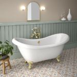 Earl 1750 Double Ended Roll Top Slipper Bath + Brushed Brass Leg Set