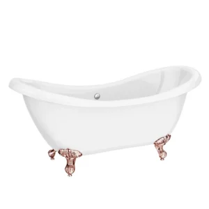 Earl 1750 Double Ended Roll Top Slipper Bath + Rose Gold Leg Set