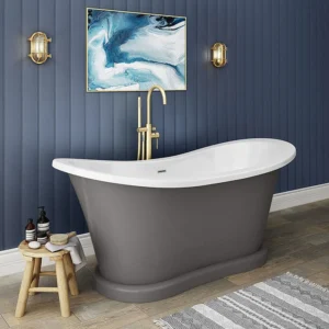 Trafalgar Grey 1685 x 745 Double Ended Slipper Roll Top Bath