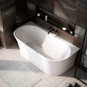 Caserta Thin Edge Back To Wall Bath with Chrome Waste - 1650 x 780mm