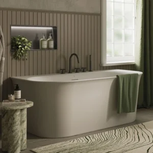 Crosswater Cursa Matt White Back To Wall Bath with Overflow and Waste