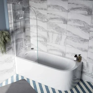 Monza 1700 x 750 Curved Free Standing Corner Bath with Screen