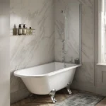 Old London Winterburn 1500 x 750 Single Ended Traditional Shower Bath with Chrome Leg Set