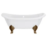 Chatsworth Double Ended Slipper Roll Top Cast Iron Bath - 1700 x 760mm with Antique Brass Feet