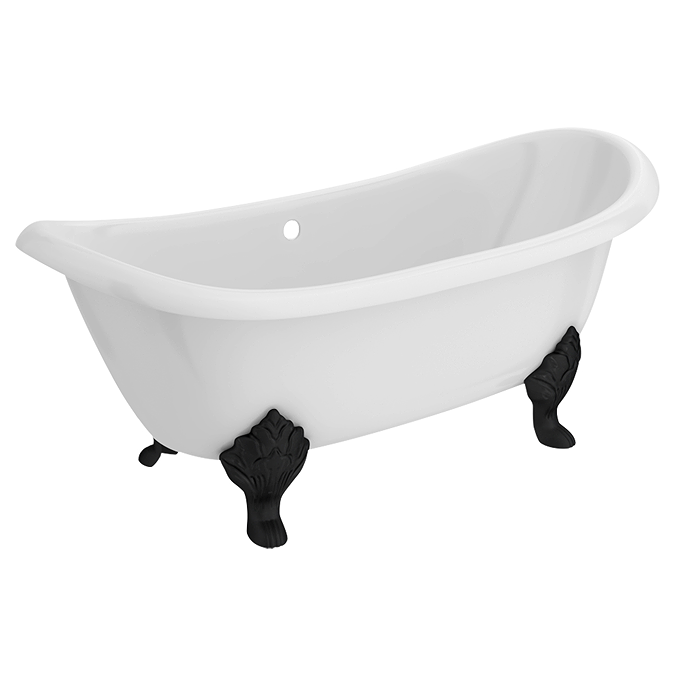 Chatsworth Double Ended Slipper Roll Top Cast Iron Bath - 1700 x 760mm with Matt Black Feet - Image 2