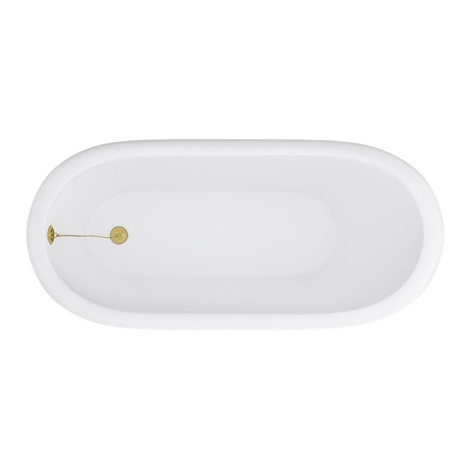 Thames Cast Iron Bath with Brushed Brass Feet (1700 x 780mm Slipper Flat Rim) - Image 3
