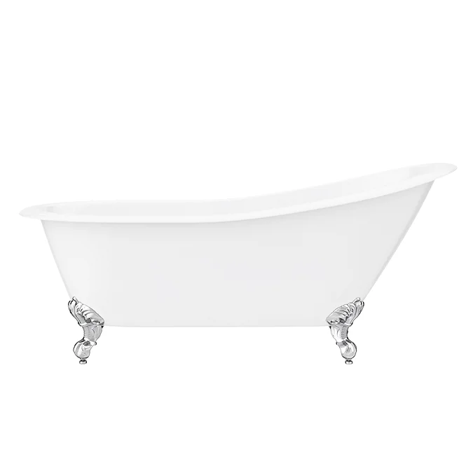 Thames Cast Iron Bath with Chrome Feet (1700 x 780mm Slipper Flat Rim) - Image 5
