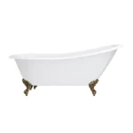 Thames Cast Iron Bath with Antique Brass Feet (1700 x 780mm Slipper Flat Rim)