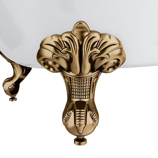 Thames Cast Iron Bath with Antique Brass Feet (1700 x 780mm Slipper Flat Rim) - Image 4