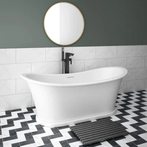 Arezzo 1690 x 750 Matt White Solid Stone Traditional Roll Top Slipper Bath