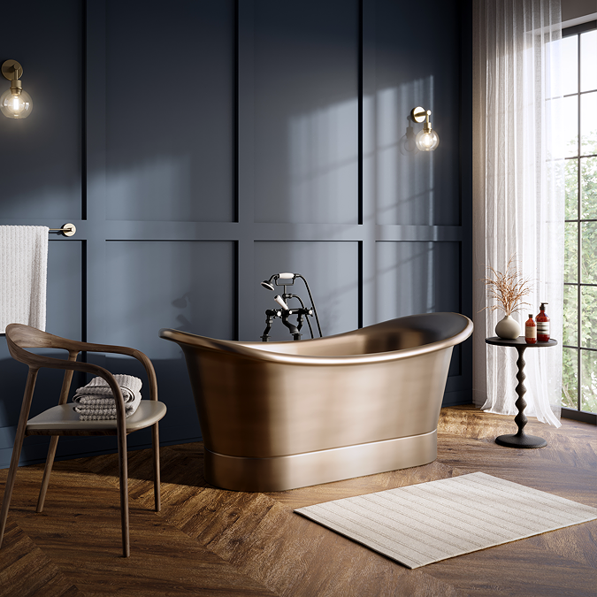 Trafalgar Antique Brass 1700 x 710mm Double Ended Roll Top Slipper Bath - Image 7