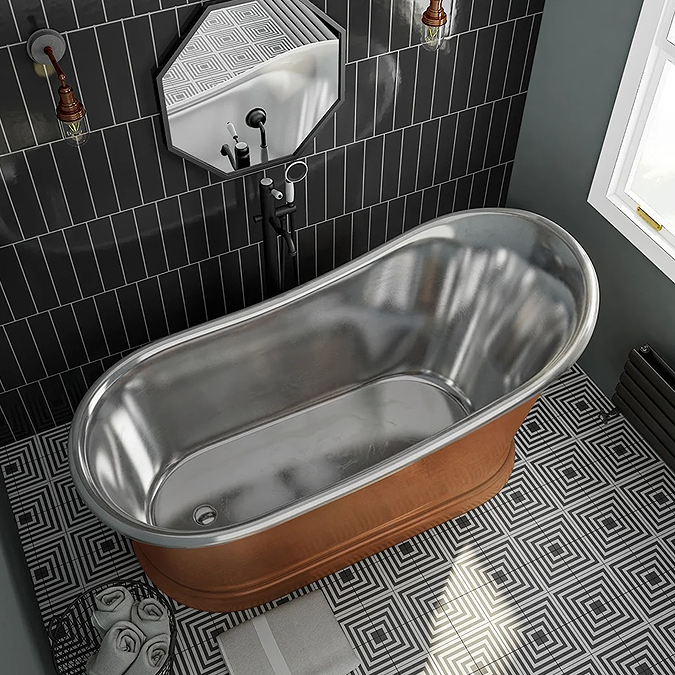 Trafalgar Copper 1700 x 787mm Slipper Roll Top Bath Tub (Nickel Inside) - Image 3