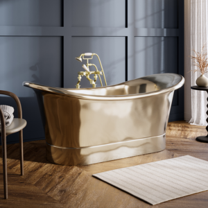 Trafalgar Polished Brass 1700 x 710mm Double Ended Roll Top Slipper Bath