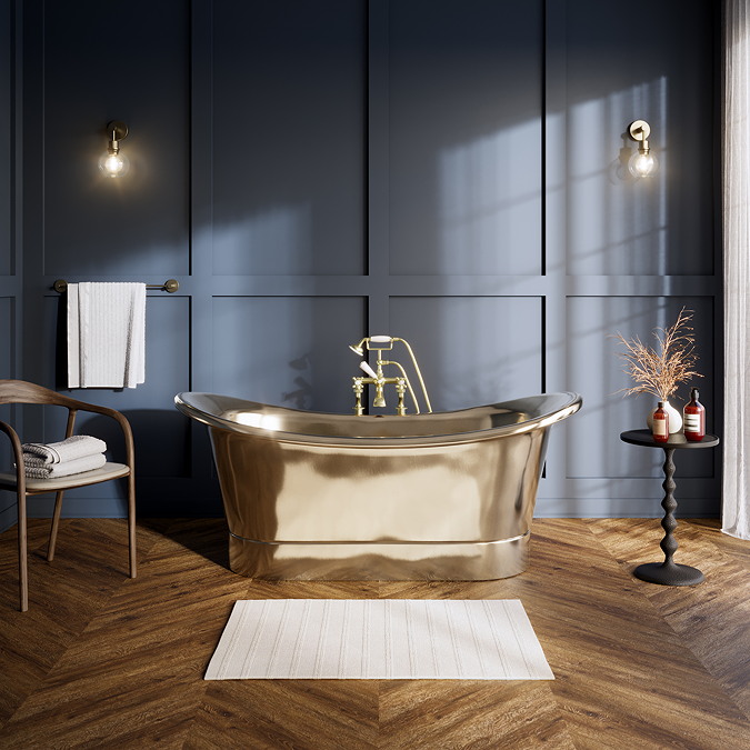 Trafalgar Polished Brass 1700 x 710mm Double Ended Roll Top Slipper Bath - Image 6