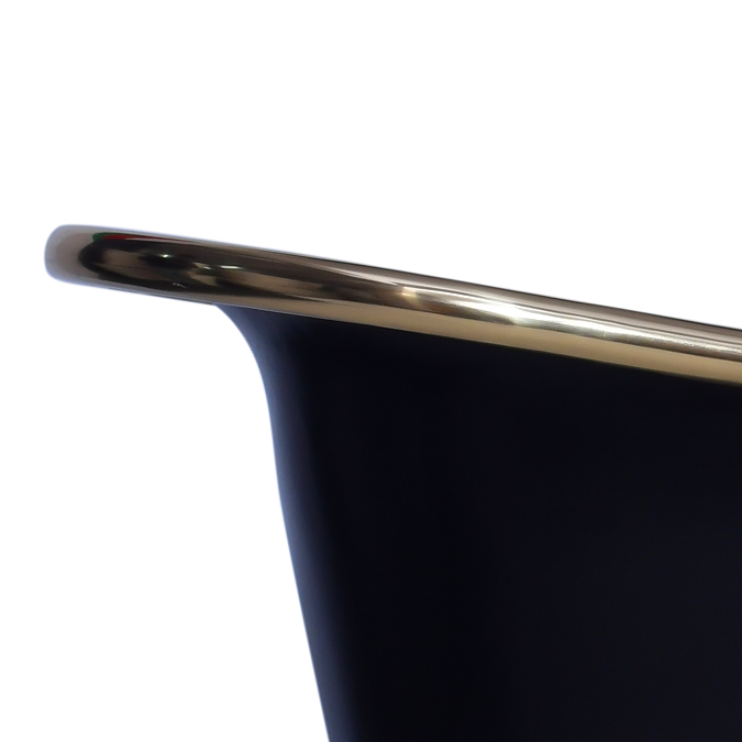 Trafalgar Matt Black 1700 x 710mm Double Ended Roll Top Slipper Bath (Polished Brass Inside) - Image 5