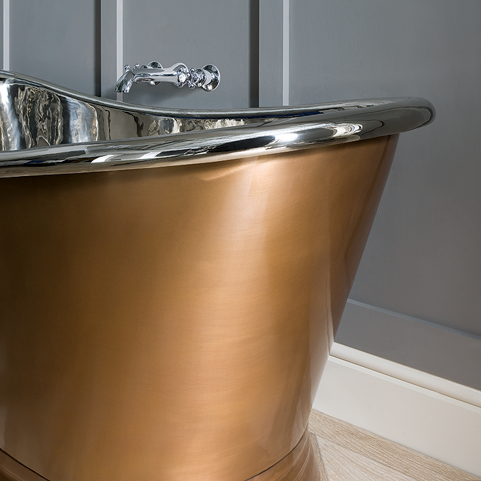 BC Designs 1500mm Antique Copper / Nickel Inner Double Ended Freestanding Bath - Image 2
