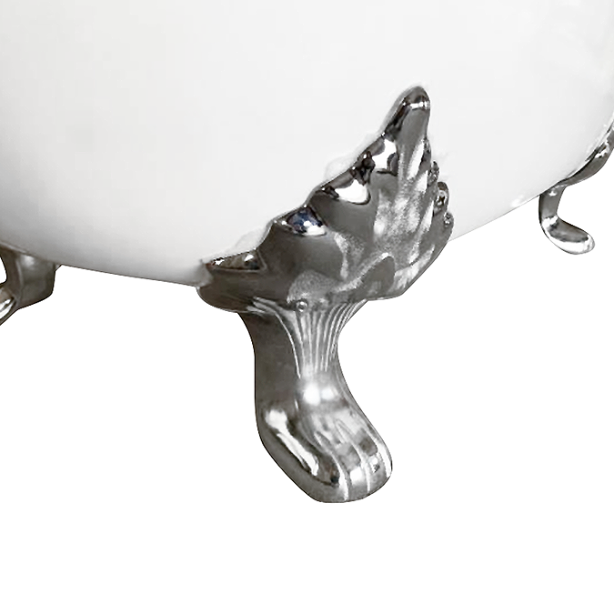 Chatsworth Double Ended Slipper Roll Top Cast Iron Bath - 1700 x 760mm with Chrome Feet - Image 2