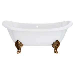 Chatsworth Double Ended Slipper Roll Top Cast Iron Bath - 1700 x 760mm with Antique Brass Feet
