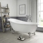 Thames Cast Iron Bath with Chrome Feet (1700 x 780mm Slipper Flat Rim)