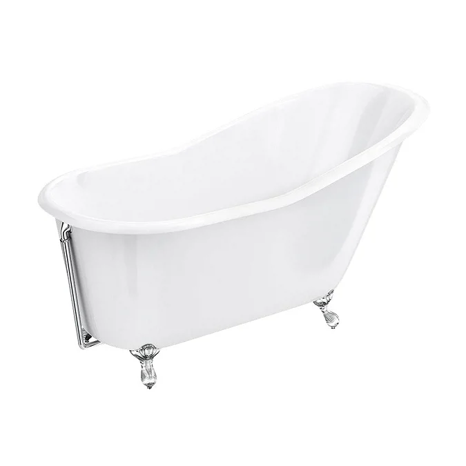 Ashton Cast Iron Bath with Chrome Feet (1530 x 760mm Slipper Roll Top) - Image 2