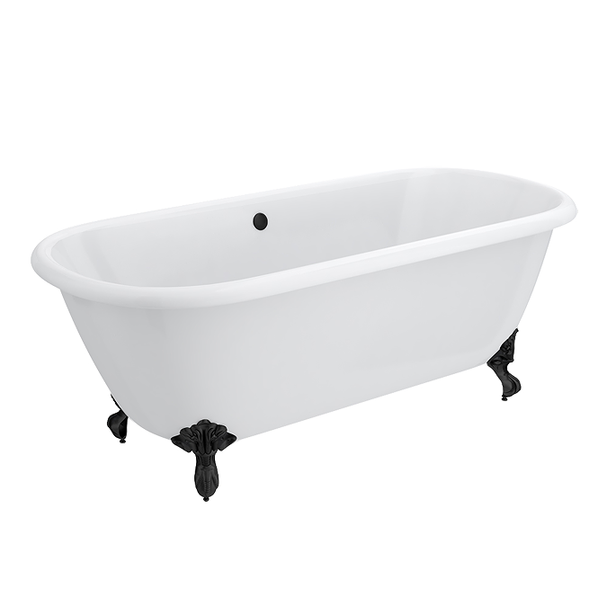 Landon Cast Iron Bath with Matt Black Feet (1710 x 775mm – Double Ended Roll Top) - Image 2