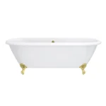 Landon Cast Iron Bath with Brushed Brass Feet (1710 x 775mm – Double Ended Roll Top)