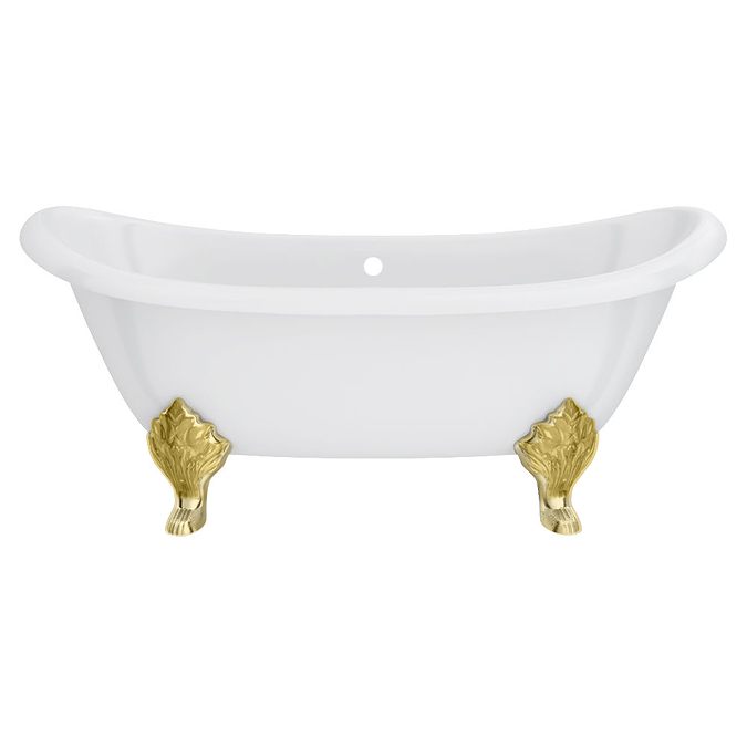 Chatsworth Double Ended Slipper Roll Top Cast Iron Bath - 1700 x 760mm with Brushed Brass Feet