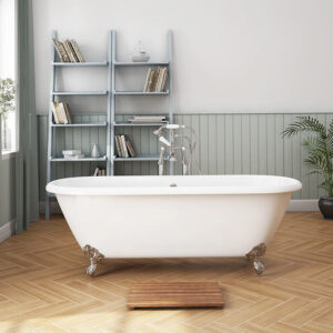 Landon Cast Iron Bath with Chrome Feet (1710 x 775mm – Double Ended Roll Top)