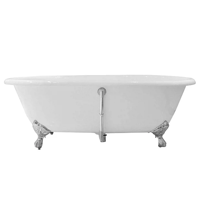 Landon Cast Iron Bath with Chrome Feet (1710 x 775mm – Double Ended Roll Top) - Image 2
